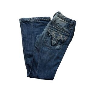 Antik Denim Blue Boot Cut Jeans with Embroidery